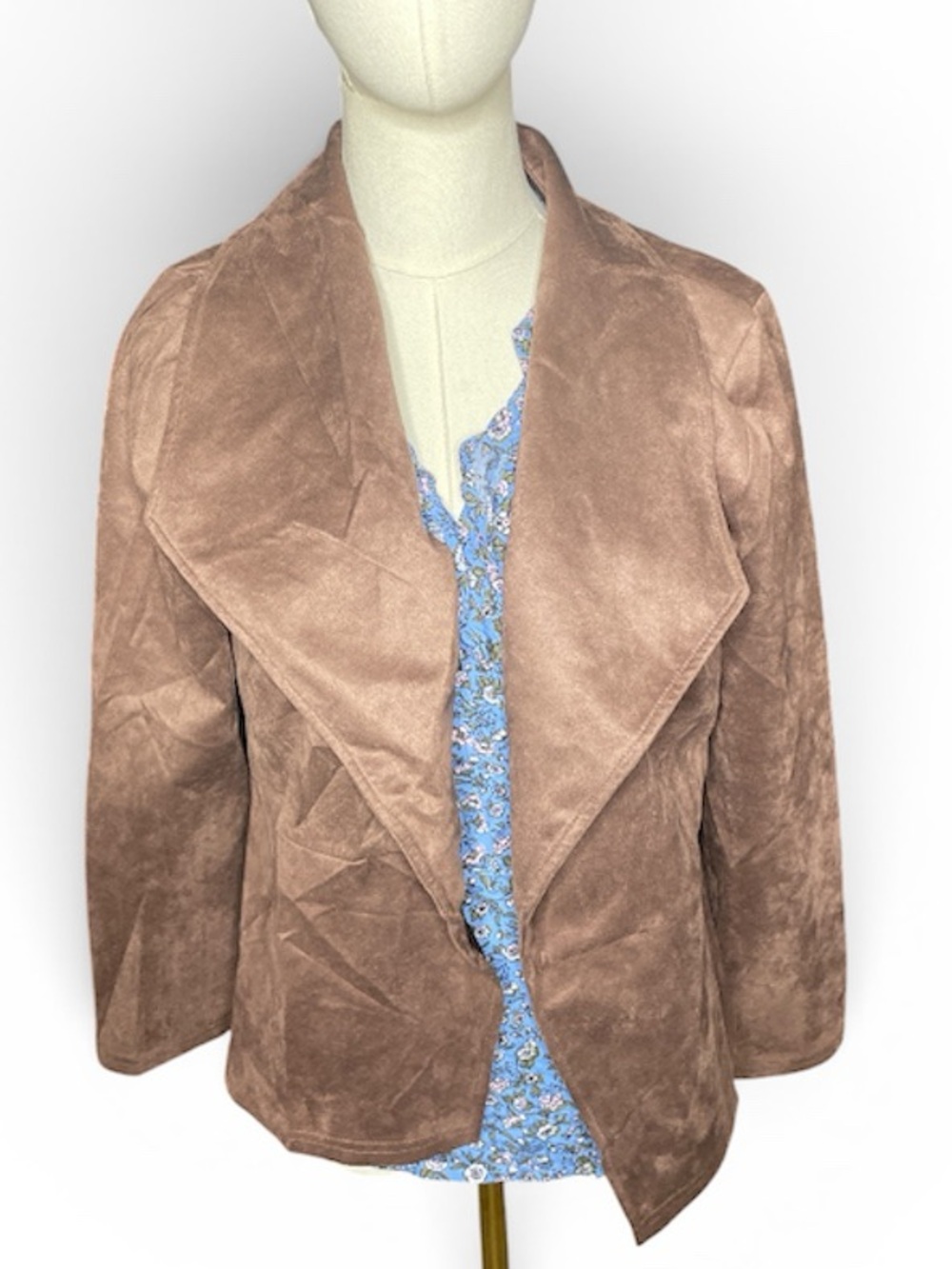 Open-Front Suede-Like Jacket - Picture 4 of 6